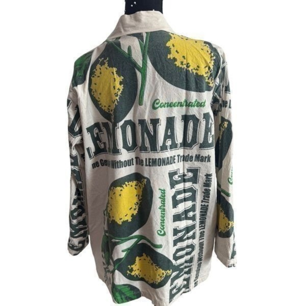Kimono Jacket Cardigan Cover Up Lemon Print Cotton - Picture 4 of 6